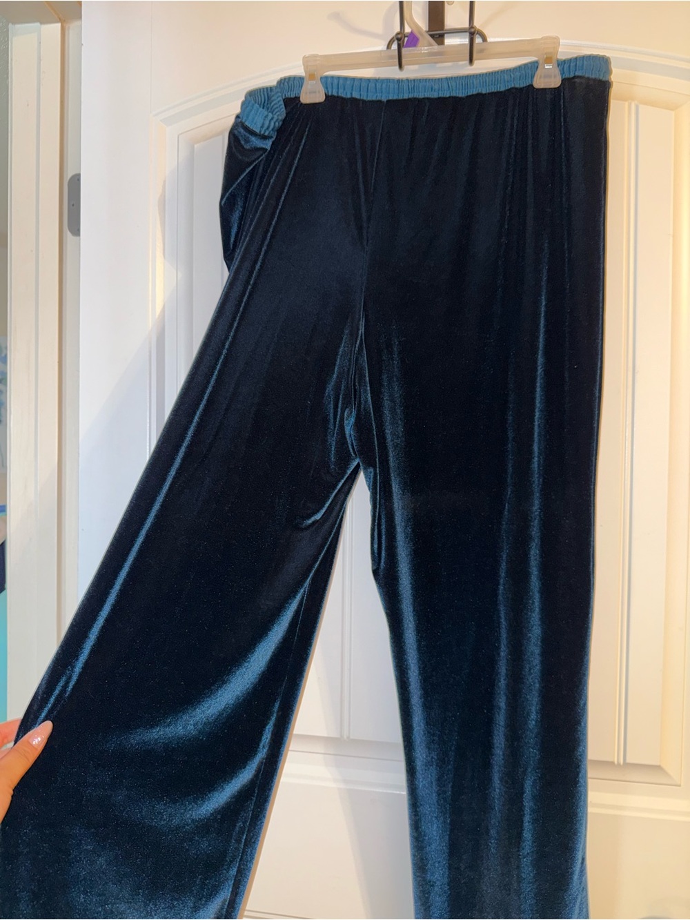 Coldwater Creek Teal Velvet Wide-Leg Pants